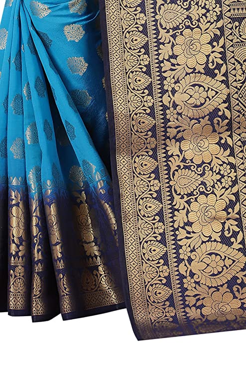 Banarasi Cotton Silk Saree With Jacquard Designed Unstitched Blouse Piece.
